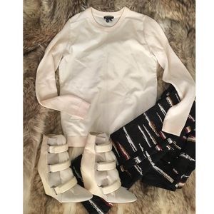 $500 Theory Yulia Leather front Cashwool sweater